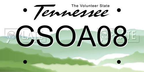 CSOA08 Tennessee License Plate