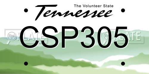 CSP305 Tennessee License Plate