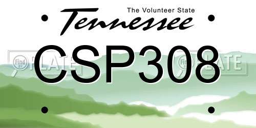 CSP308 Tennessee License Plate