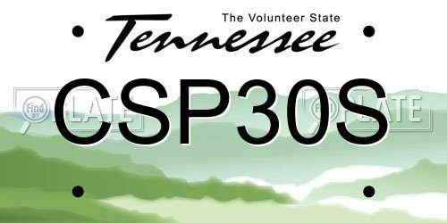 CSP30S Tennessee License Plate