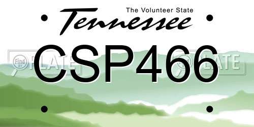CSP466 Tennessee License Plate
