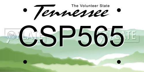 CSP565 Tennessee License Plate