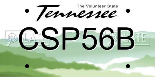 CSP56B Tennessee License Plate