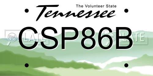 CSP86B Tennessee License Plate