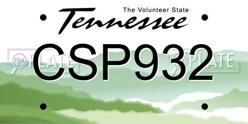 CSP932 Tennessee License Plate