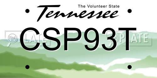 CSP93T Tennessee License Plate