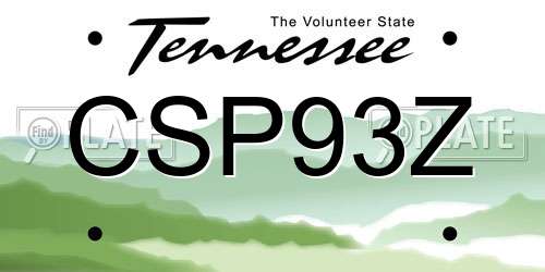 CSP93Z Tennessee License Plate
