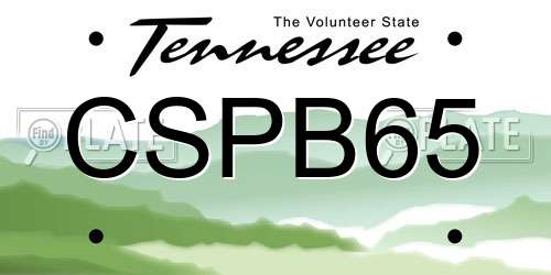 CSPB65 Tennessee License Plate