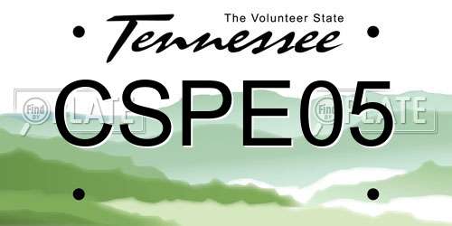 CSPE05 Tennessee License Plate