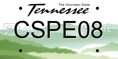 CSPE08 Tennessee License Plate