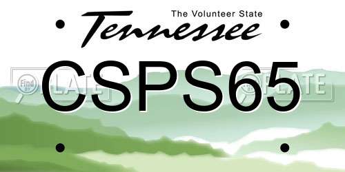 CSPS65 Tennessee License Plate