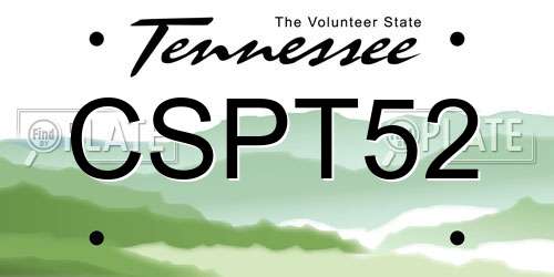CSPT52 Tennessee License Plate