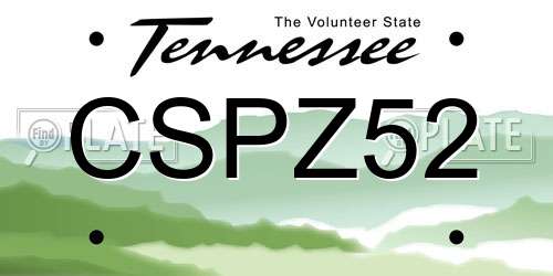 CSPZ52 Tennessee License Plate