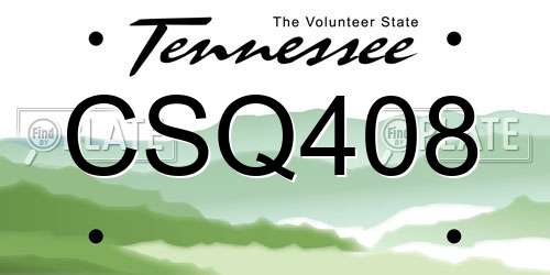 CSQ408 Tennessee License Plate