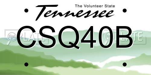 CSQ40B Tennessee License Plate