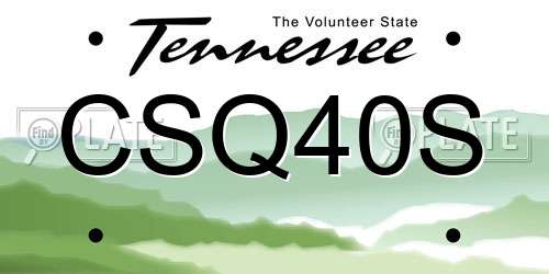 CSQ40S Tennessee License Plate