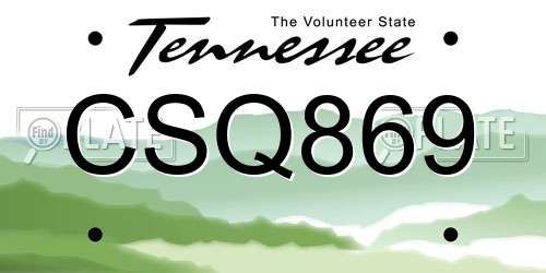 CSQ869 Tennessee License Plate