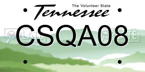 CSQA08 Tennessee License Plate