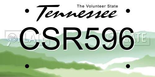 CSR596 Tennessee License Plate