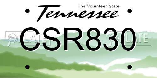 CSR830 Tennessee License Plate