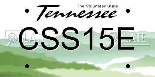 CSS15E Tennessee License Plate
