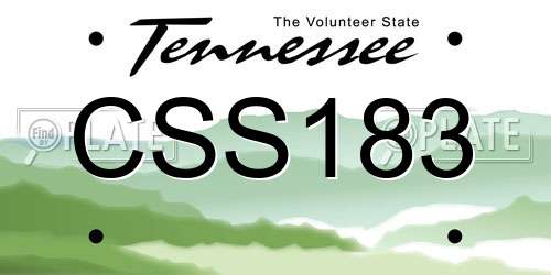 CSS183 Tennessee License Plate