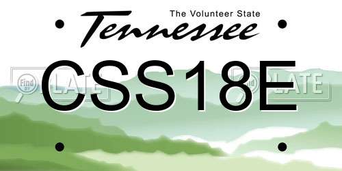 CSS18E Tennessee License Plate