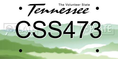 CSS473 Tennessee License Plate