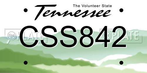 CSS842 Tennessee License Plate