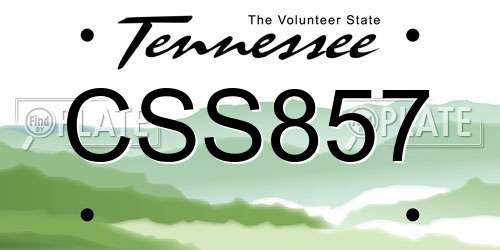 CSS857 Tennessee License Plate