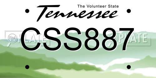 CSS887 Tennessee License Plate