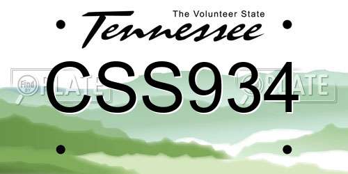 CSS934 Tennessee License Plate