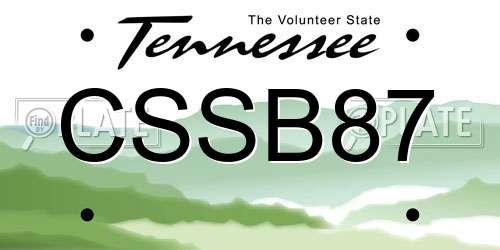 CSSB87 Tennessee License Plate