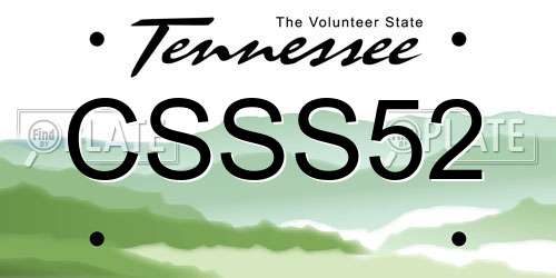 CSSS52 Tennessee License Plate