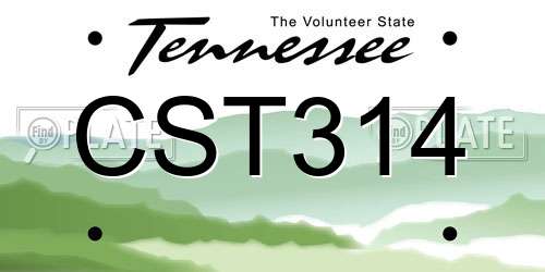 CST314 Tennessee License Plate