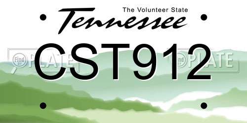 CST912 Tennessee License Plate