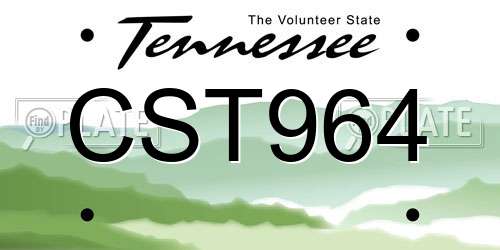 CST964 Tennessee License Plate