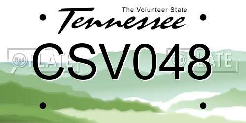 CSV048 Tennessee License Plate