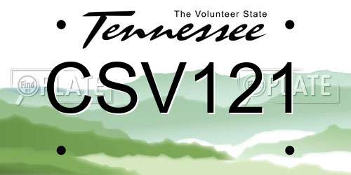 CSV121 Tennessee License Plate