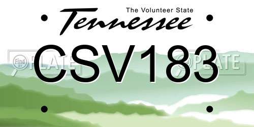CSV183 Tennessee License Plate