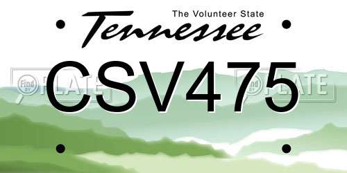 CSV475 Tennessee License Plate