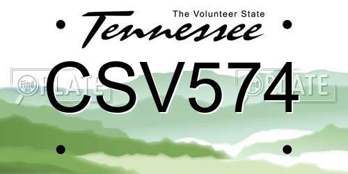 CSV574 Tennessee License Plate
