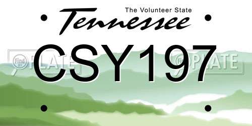 CSY197 Tennessee License Plate