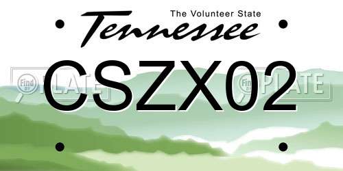 CSZX02 Tennessee License Plate