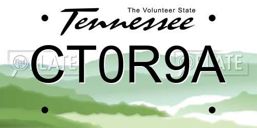 CT0R9A Tennessee License Plate