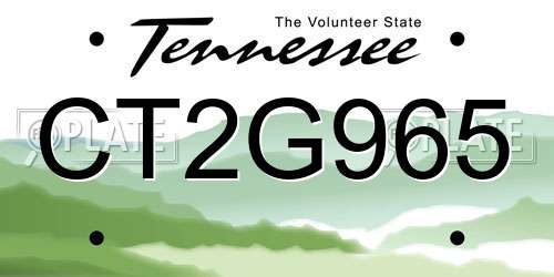 CT2G965 Tennessee License Plate