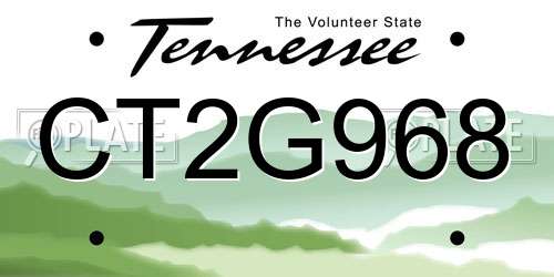 CT2G968 Tennessee License Plate