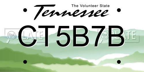 CT5B7B Tennessee License Plate