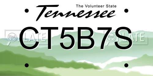 CT5B7S Tennessee License Plate