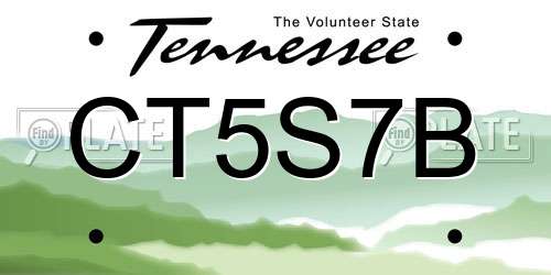 CT5S7B Tennessee License Plate